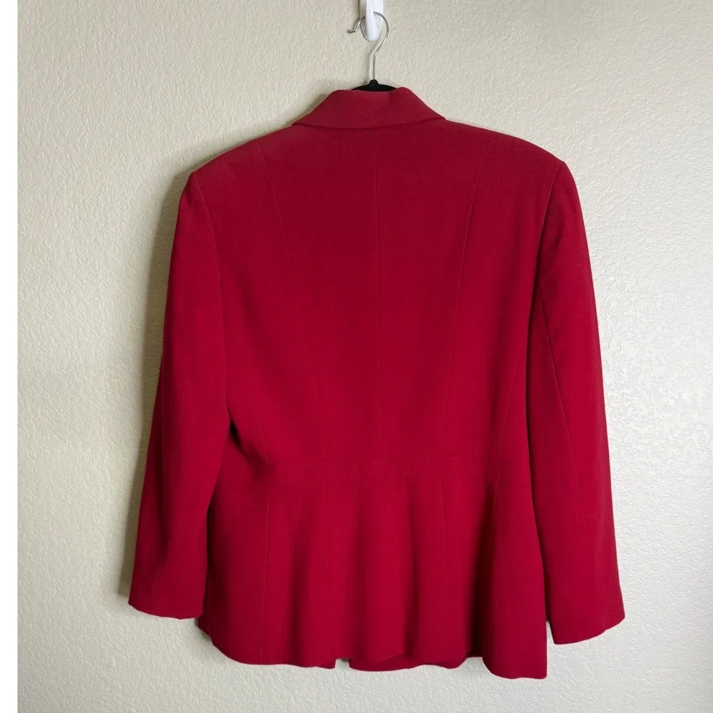 Amanda Smith‎ Womens 14 Skirt Suit Red Pure Wool Blazer Pencil Skirt 2 Piece Set